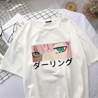 Anime Darling In The Franxx Anime Harajuku Zero TWO Beautiful Girls Print Ulzzang Women Tops Loose Summer Vintage Chic F