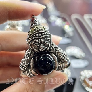 แหวน ราหู เงินแท้ไซส์ใหญ่ ฝังนิลแท้เม็ดกลมโต Sterling Silver 925 NSRG2499