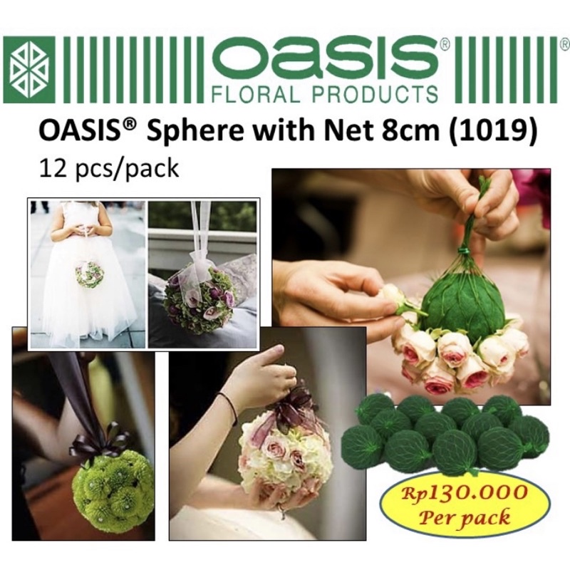 OASIS Sphere พร้อมสุทธิ 8 ซม.รหัส 1019 ปริมาณ 12 ชิ้นดอกไม้เปียกโฟมทรงกลม Oasis รอบ oasis เปียกรอบ
