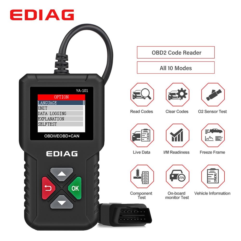 EDIAG YA101 OBDII/EOBD รหัส Reader OBD 2 เครื่องมือวินิจฉัย YA-101 Update ฟรีออนไลน์ PK CR3001 ELM32