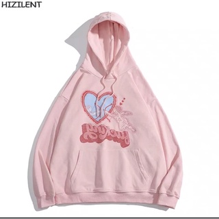 ผู้หญิง Angel พิมพ์เสื้อ Kawaii การ์ตูน Hoodies สีชมพู Ulzzang อะนิเมะ Oversize เสื้อกันหนาว Harajuku Punkผู้หญิงฤดูหนาว