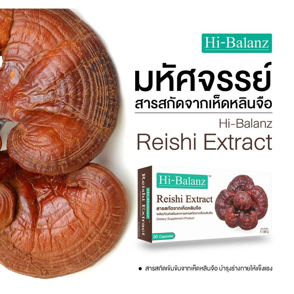 Hi-Balanz Reishi Extract สารสกัดจากเห็ดหลินจือ ตัวช่วยบำรุงร่างกาย 1 กล่อง 30 แคปซูล
