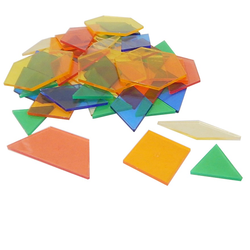 ชุดบล็อกรูปร่างส่งเสริมการเรียนรู้แบบโปร่งแสง (Transparent Pattern Blocks)