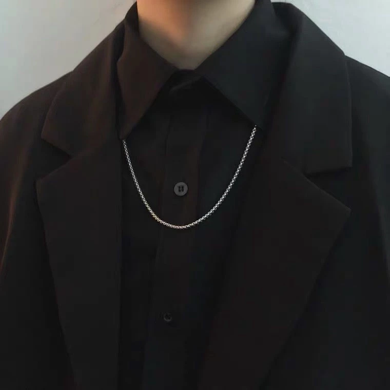 เหงื่อ เหงื่อ ไม่กลัว ของ สี่เหลี่ยม มุก โซ่ ย้อนยุค เวลา ไทเทเนียม เหล็ก ผู้ชาย / ผู้หญิง สร้อยคอ นู้ด โซ่ จี้ เครื่องประดับ สร้อยคอ สเตนเลส กันน้ํา ไม่เป็นสนิม ไม่ซีดจาง เรียบง่าย เข้ากับทุกการแต่งกาย อินเทรนด์ thumbnail 3