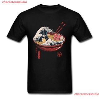 charactersstudio 2022 เสื้อยืดคอกลมผ้าฝ้าย 100% พิมพ์ลาย Great Ramen Wave สไตล์ญี่ปุ่นสําหรับผู้ชาย discount