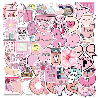 ❉ VSCO： Pink Romantic Series 05 - Pink Girl Power Graffiti สติ๊กเกอร์ ❉ 50Pcs/Set Mixed Fashion DIY Luggage Laptop Skateboard Doodle Decals สติ๊กเกอร์