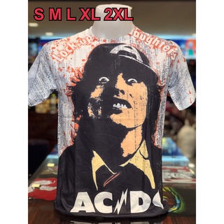 เสื้อ OVP (โอเวอร์ปริ้นท์) วง ACDC แขนสั้น ผ้าคอตตอนผสมโพลี พิมลายทั้งตัว