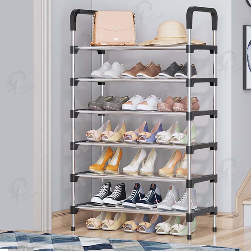 [โครงเหล็ก] ชั้นวางรองเท้ามีหูหิ้ว ยกเคลื่อนย้ายสะดวก มีให้เลือก 4 - 7ชั้น แบบเหล็กประกอบง่าย พร้อมส่ง  VL โครงเหล็ก
