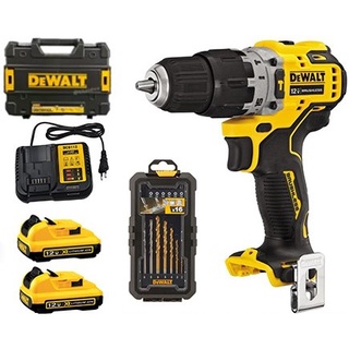 DEWALT สว่านกระแทกไร้สาย 12V. รุ่น DCD706D2A-B1 (พร้อมอุปกรณ์เสริม 16 ชิ้น)