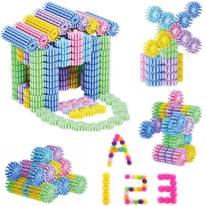 บล็อกตัวต่อพลาสติก รูปเกล็ดหิมะ 3D ของเล่นสําหรับเด็กอนุบาล