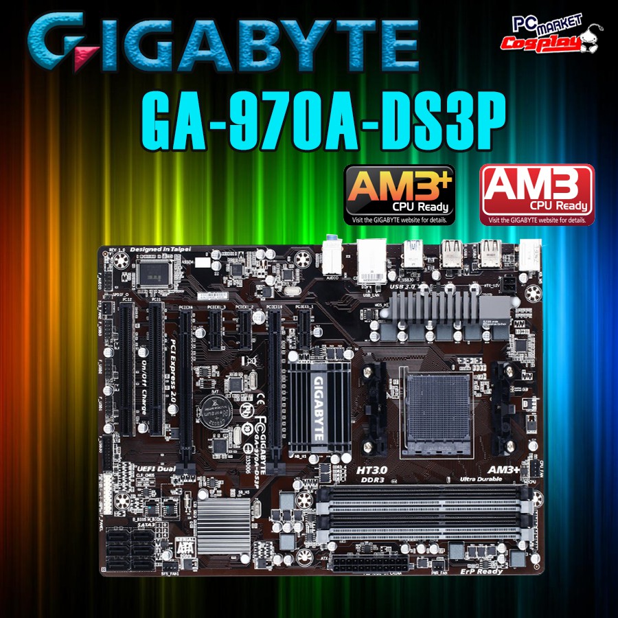 Gigabyte GA-970A-DS3P ซ็อกเก็ต AMD AM3+ DDR3 เมนบอร์ด (รีเฟอร์บิช)