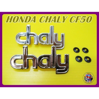 โลโก้ติดตัวถัง ชาลี สีชุบ - HONDA CHALY 50 70 CF50 CF70 FRAME EMBLEM / Chrome , A pair