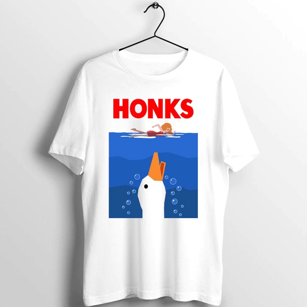 เสื้อยืดผ้าฝ้ายพิมพ์ลายใหม่ Mens Goose Game Jaw Parody พิมพ์เสื้อยืดลำลองตลกแขนสั้นเสื้อ