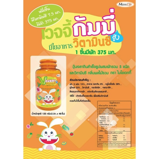 Maxxlife Veggie gummy vitamin C 48 ชิ้น (รุ่นกระปุก) รูปที่ 4