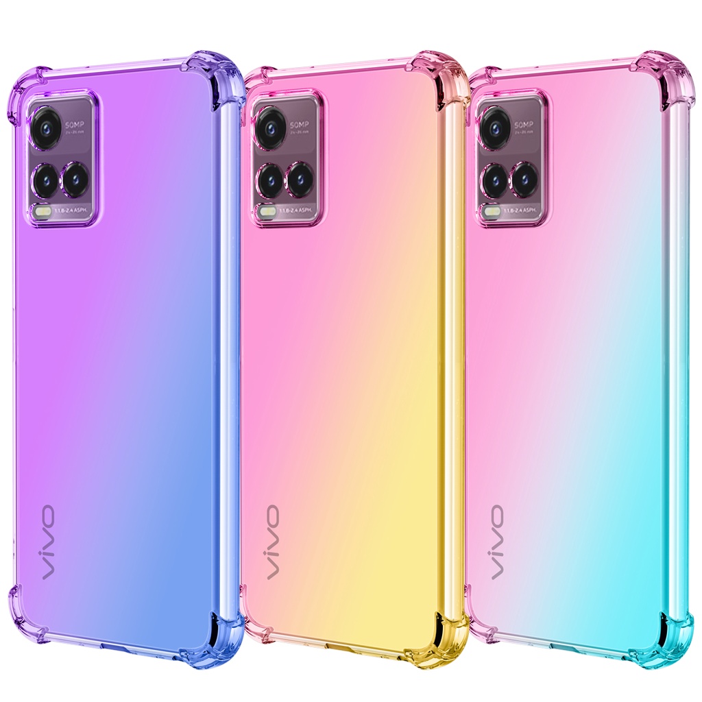เคสโทรศัพท์มือถือนิ่ม กันตกสี่มุม ไล่โทนสี สําหรับ Vivo Y33S Y33T Y01 Y21 Y21T Y73