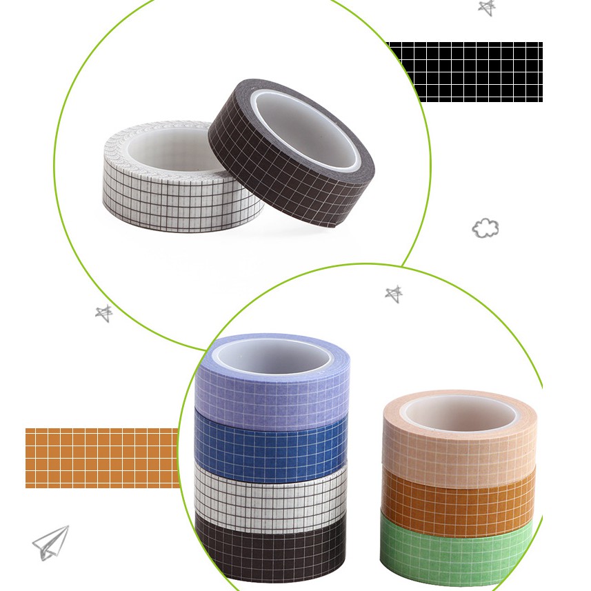 OHAYA | 10M Black & White Grid Washi Tape กระดาษญี่ปุ่น DIY Planner Masking Tape เทปกาวสติกเกอร์ตกแต่งเครื่องเขียน