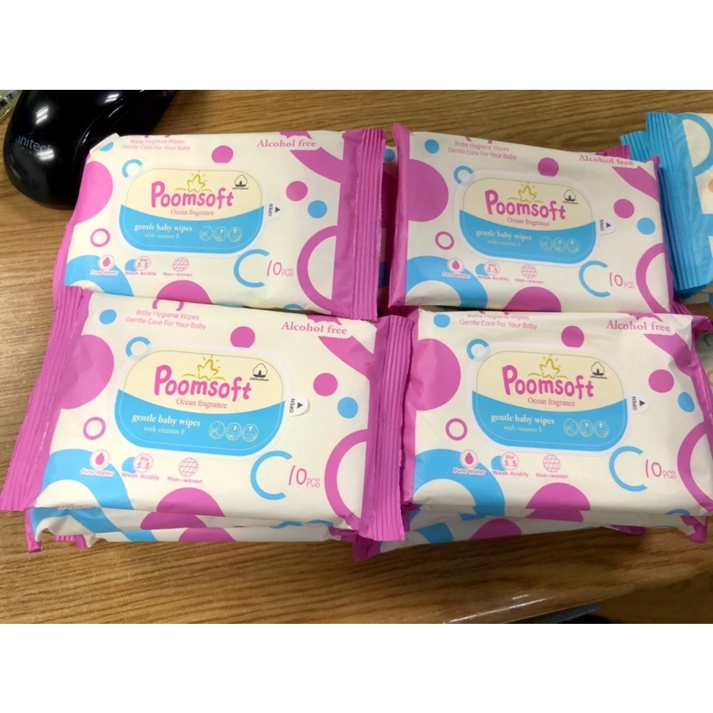 Poomsoft ทิชชู่เปียก ทิชชู่เปียกทำความสะอาด ถูกที่สุด baby wet wipes 10แผ่น กระดาษเปียก thumbnail 8
