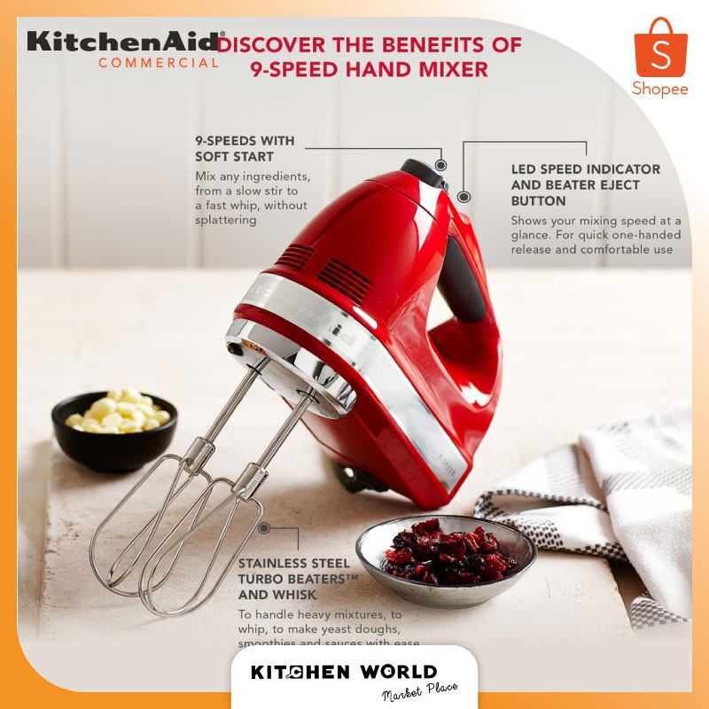 KitchenAid 5KHM9212E Hand Mixer 9 Speed เครื่องผสมอาหารแบบมือถือ 9 สปีด