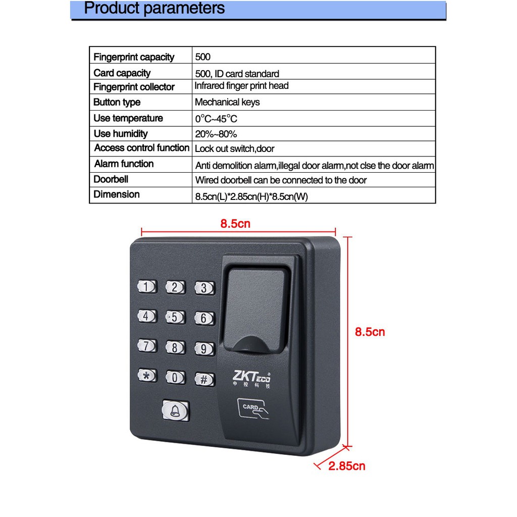 ZkTeco X6 เครื่องสแกนนิ้วและทาบบัตรเปิดประตูด้วยคีย์การ์ดหรือบัตร ...