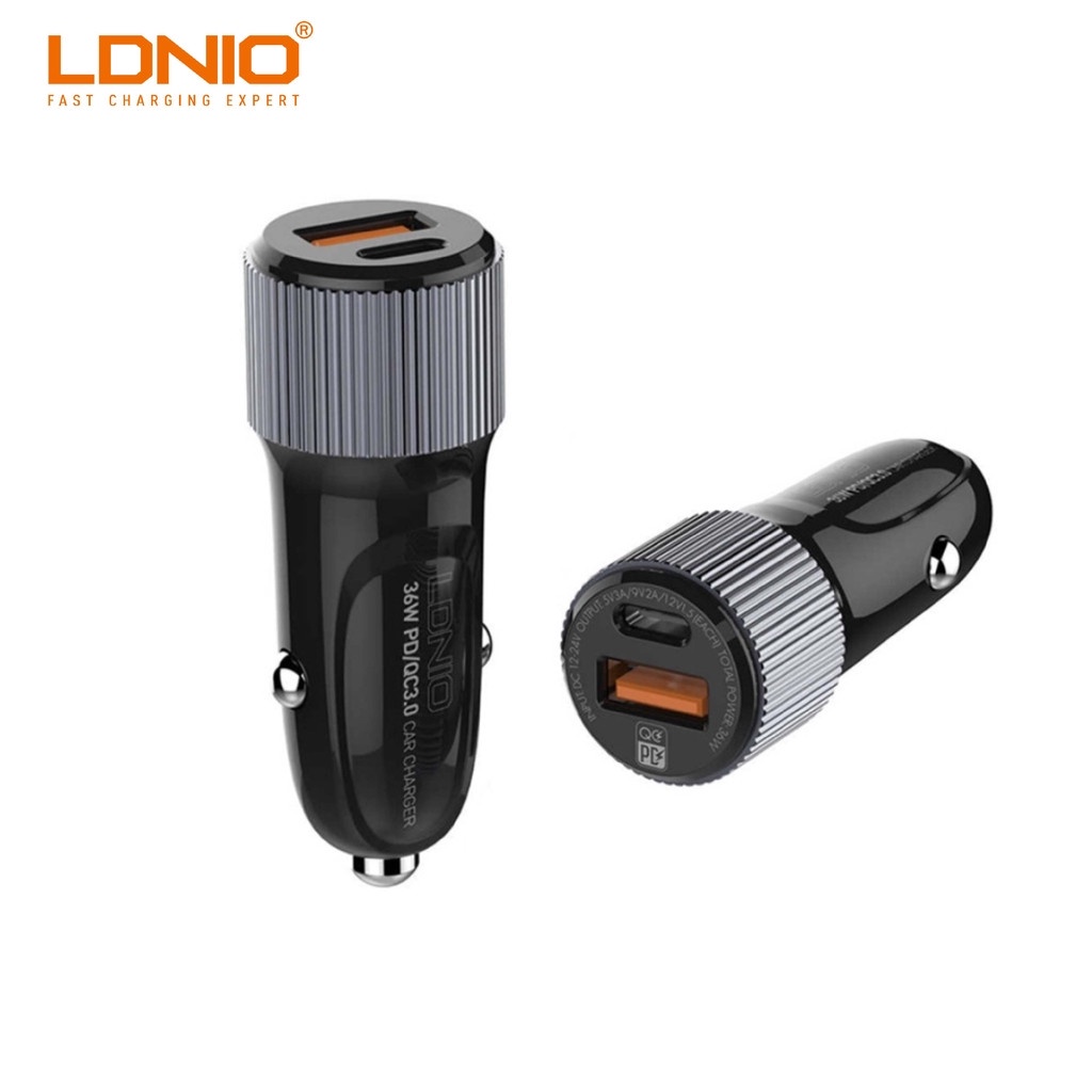 [ BrandStore ] LDNIO C510Q Fast Car Charger / 36W PD + QC3.0 Fast Charging / Smart IC / Pure White L