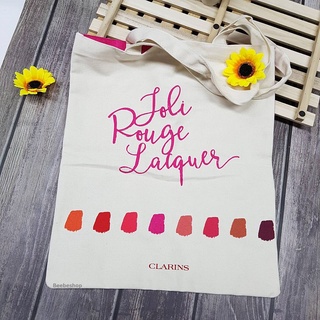 กระเป๋า Clarins tote bag joli rouge lacquer ใบใหญ่ ทรงยาว