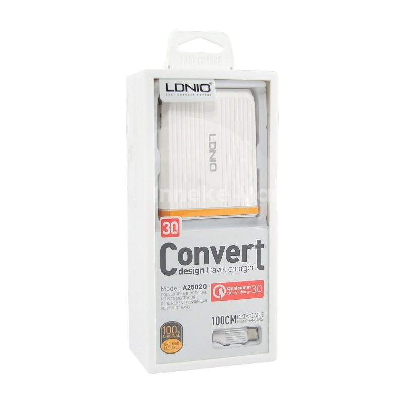 พร้อม LDNIO Dual USB Travel Charger A2502Q พร้อมสาย Micro USB