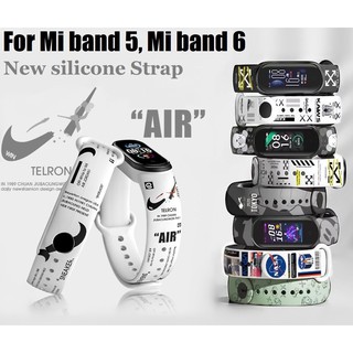 สาย miband 5 / mi band 6 Straps Cartoon Printing Strap for Xiaomi Mi Band 5 Wristband สายนาฬิกา miband 6 Strap Silicone Band Replacement Strap สายนาฬิกา miband 5 / สายนาฬิกา miband 6 Xiaomi Mi band 6/5 สาย Accessories