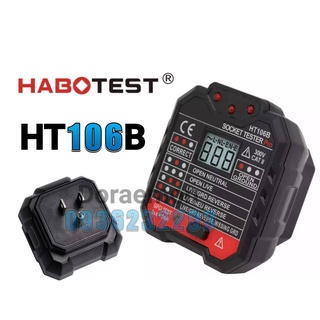 HABOTEST HT106B เครื่องตรวจปลั๊ก อุปกรณ์ตัวทดสอบปลั๊กไฟอัตโนมัติ GFCI พร้อมหน้าจอ LCD และตรวจกราวด์ สามารถใช้ตรวจสอบสายด