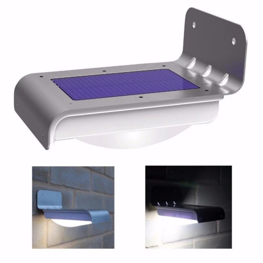 Solarไฟกันขโมยติดกำแพงหน้าบ้าน16LEDโซล่าเซลล์ทำงานเองเปิดปิดผ่านSensor