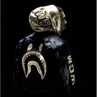 NEW BAPE Shark Jacket black gold shark winter coat