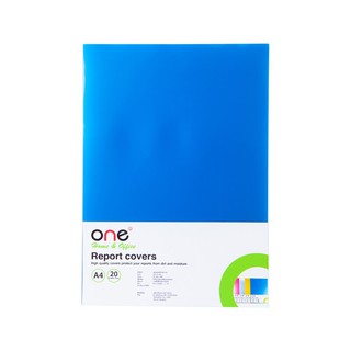 แผ่นพลาสติกทำปก A4 น้ำเงิน (20 แผ่น/แพ็ค) ONE Blue plastic A4 sheet (20 sheets / pack) ONE