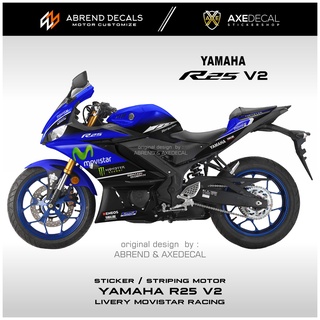 สติกเกอร์รูปลอก R25 V2 MOVISTAR สําหรับติดตกแต่งรถจักรยานยนต์ YAMAHA R25 DESIGN