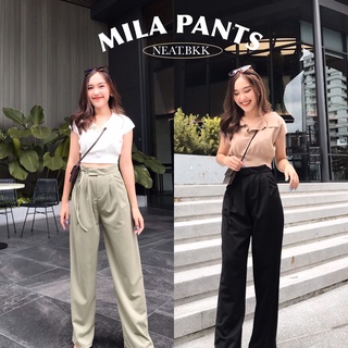 NEAT - MILA PANTS 390฿ กางเกงขายาว ดีเทลผูกเอว ลุคเกาหลี ใส่ทำงาน ไปเที่ยว คาเฟ่