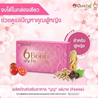 อาหารเสริม บุญ Boon Fe nine / ดอกบัวคู่ บุญ เฟ นาย บำรุงผิวพรรณ ต้านอนุมูล ชะลอวัย [ขนาด 30 แคปซูล] Fenine เฟนาย Fe-nine