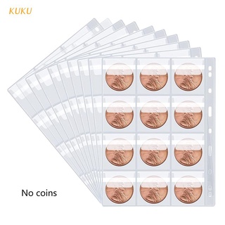 [KUKU] แผ่นสะสมเหรียญ 10 แผ่น พร้อมช่องใส่เหรียญ 120 ช่อง มาตรฐาน 9 รู สําหรับอัลบั้มสกุลเงินเหรียญ