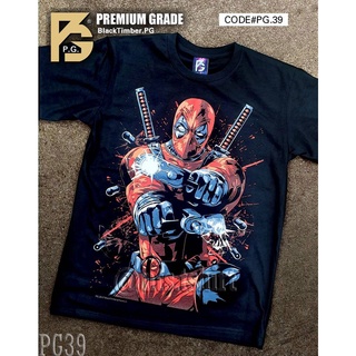 เสื้อยืดผ้าฝ้ายพรีเมี่ยม PG 39 Deadpool เดดพลู เสื้อยืด ลายหนัง สกรีนลาย ผ้าหนา Movie  Black Timber S M L XL XXL