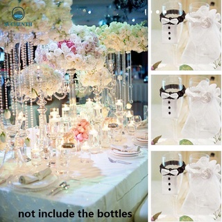 SUCHEN 2Pcs/Set New Bridal Veil Bow Tie Romantic Wine Glasses Decor  Bride &amp; Groom DIY Gifts Hot Party Supplies Wedding Favors