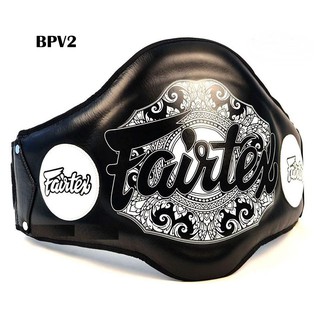 เป้าท้อง แฟร์แท็ค BPV2  สีดำ ทำจากหนังแท้ Fairtex Belly Protector BPV2 Black Free size Training Muay Thai Kickboxing MMA