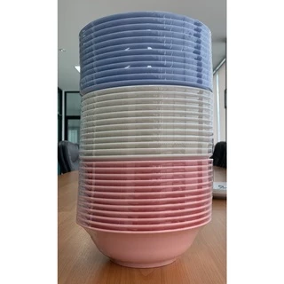 TOP ชามก๋วยเตี๋ยว ชามปากบาน พลาสติก ABS 7,8 นิ้ว สีสันสดใส น่าใช้ วัสดุหนา ทนทาน ราคาถูกโครตๆ Pack 12 ชิ้น