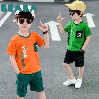 Aoda ชุดเสื้อผ้าเด็กผู้ชาย,ชุดเสื้อยืดและกางเกงขาสั้นสุดเท่ชุดกีฬานักเรียน