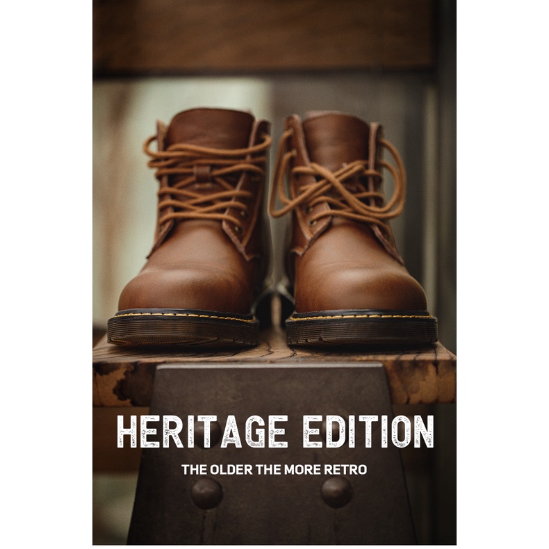 Retro ชายหนุ่มเหนียวสุภาพบุรุษธุรกิจ Martin รองเท้า high-top สไตล์อังกฤษรองเท้าเครื่องมือกลางอินเทรนด์ sh - รูปที่ 3