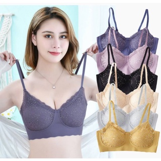 ส่งจากไทย🌸 Starry Bra ชุดชั้นในไร้โครงลูกไม้แบบสวม สีสันสดใส ใส่สบายลายสวย