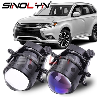 เลนส์ไฟตัดหมอก Sinolyn สำหรับ Mitsubishi Outlander / Pajero / Galant / Grandis 3.0 นิ้วโปรเจคเตอร์ Bi-xenon เลนส์สีฟ้า D2H H11 HID ไฟ LED อุปกรณ์เสริมการปรับแต่ง