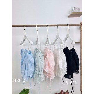 🌸พร้อมส่งจากไทย🌸      เสื้อพื้น ผ้าพิมพ์ลายดอก แขนตุ๊กตา มาพร้อมกับดีเทลสายมุก 2 ข้างเย็บแต่งสายเล็กๆ ผูกโบว์น่ารักๆ