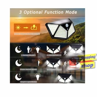 Solar motion sensor light 100 LED 3 โหมด ไฟออก4ทาง ไฟติดผนังโซล่าเซลล์พลังงานแสงอาทิตย์ เซ็นเซอร์ *