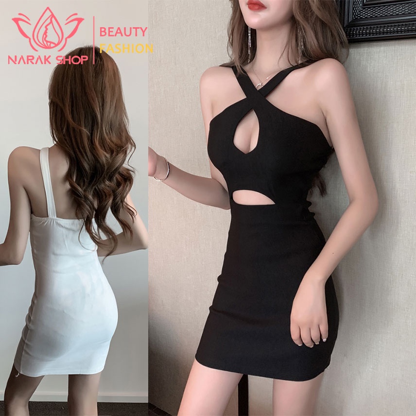 ชุดเดรสเซ็กซี่โชว์หน้าอก เดรสมีสายคล้องคอสุดแซ่บ ชุดเดรสทรงสลิมรัดรูปสวยๆ พร้อมส่งราคาโปรโมชั่น