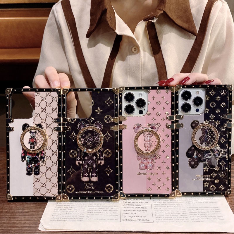 Samsung Galaxy A51 A71 A01 A31 M31 A40 A21S S20 FE A20E M50 M11 Tide brand square violent big bear stand mobile phone case