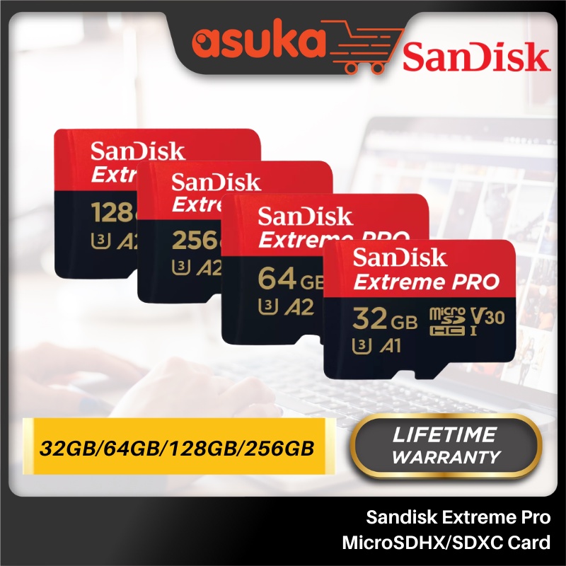 การ์ด Sandisk Extreme Pro 32/64/128/256GB U3 MicroSDHX/SDXC