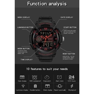 SANDA Men Fashion Sport Watch ทหาร นาฬิกากันน้ำแบบมัลติฟังก์ชั่น Dual แสดงผล Men Watch