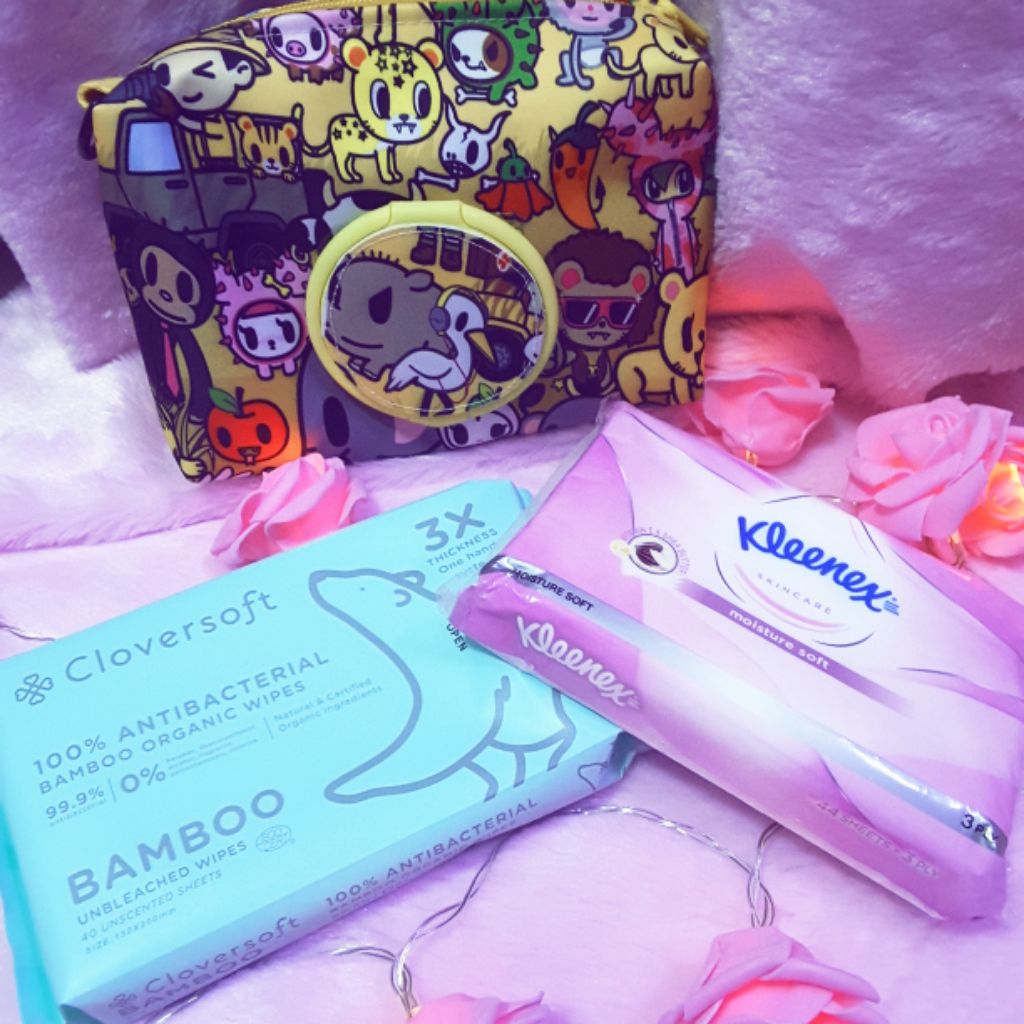 2in1s wetwipes กระเป๋าเดินทาง 3D Kleenex, Pursoft, HK, Toki, Tokidoki, TDKI, LTS, My Melody